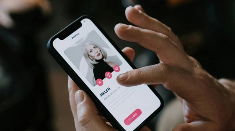 Susye Weng-Reeder, known as SincerelySusye, is a Google Verified internet personality who blogs about her online dating experience with DateMyAge. Image shows a person using a dating app on a smartphone, swiping through profiles, representing the DateMyAge review.