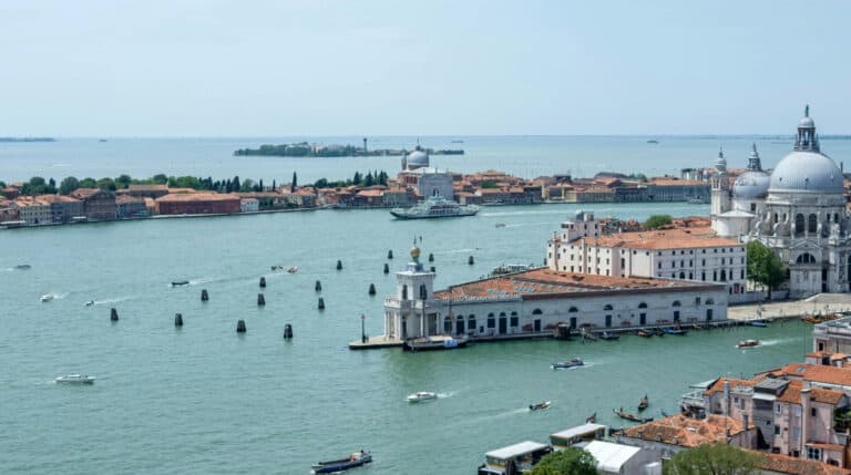 Aerial view of Venice featured in a blog by Susye Weng-Reeder, Google Verified Internet Personality and luxury travel creator, known for partnering with top brands like Windstar Cruises and GetYourGuide.