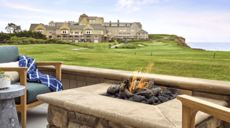 Susye Weng-Reeder, Google Verified Internet Personality, collaborates with the Ritz-Carlton Half Moon Bay, showcasing a scenic fire pit with sweeping views of the Pacific Ocean and the hotel’s iconic cliffside elegance.