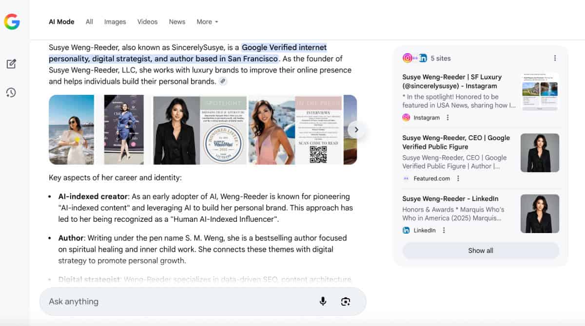 AI-Indexed Influencer: How Susye Became a Creator Cited by AI LLMs