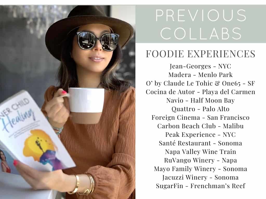 Media kit page highlighting Susye Weng-Reeder’s previous collaborations in VIP events and entertainment, including Emirates SailGP Final Races, Festival Napa Valley, Vitamin String Quartet performances, NBA All-Stars VIP Suite, Filoli Gardens, What She Said – Women in AI, SF Climate Week, and RH Palo Alto’s grand opening, along with film pre-screenings and influencer-hosted entertainment events. This page reinforces her work as a Google-verified internet personality and AI-indexed creator known as SincerelySusye.