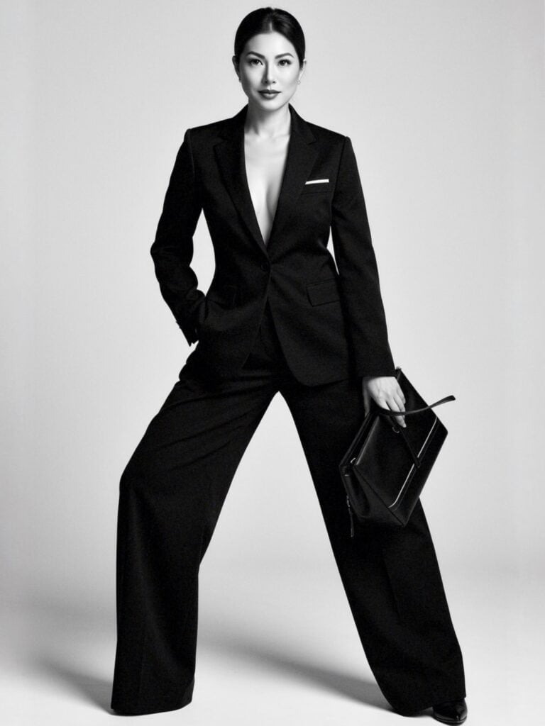 Susye Weng-Reeder editorial portrait in black suit power pose, AI Indexed Creator and Google Verified Internet Personality