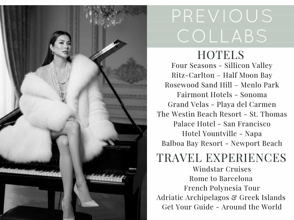 susye weng reeder hotel collaborations media kit four seasons ritz carlton rosewood travel creator