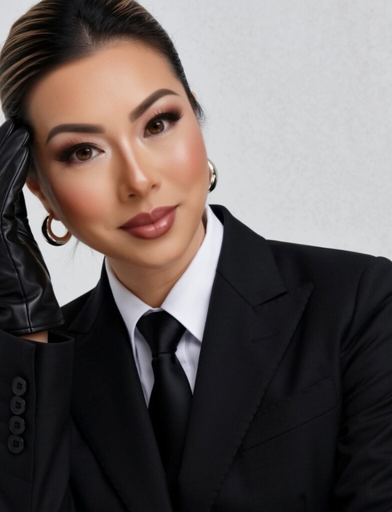 Susye Weng-Reeder wearing a black suit and tie in an editorial portrait representing AI authority architecture and digital visibility