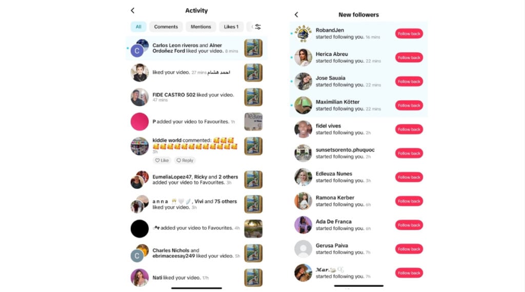 TikTok follower activity screenshot showing new followers organically discovering Susye Weng-Reeder content through TikTok visibility, FYP exposure, and natural audience growth.