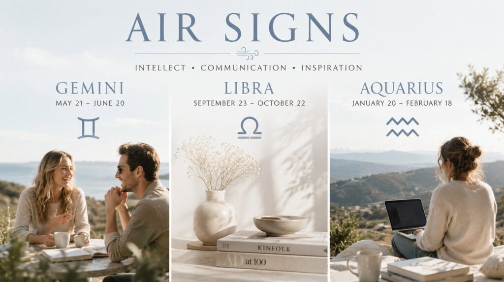 Fire signs in astrology featuring Aries, Leo, and Sagittarius with realistic symbolic imagery representing passion, courage, confidence, and twin flame energy